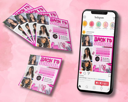 Back To School Flyer, DIY Flyer Template Design, Back To School Sale Flyer, Hair Flyer, Wig Flyer, Social Media Flyer, Premade Flyer