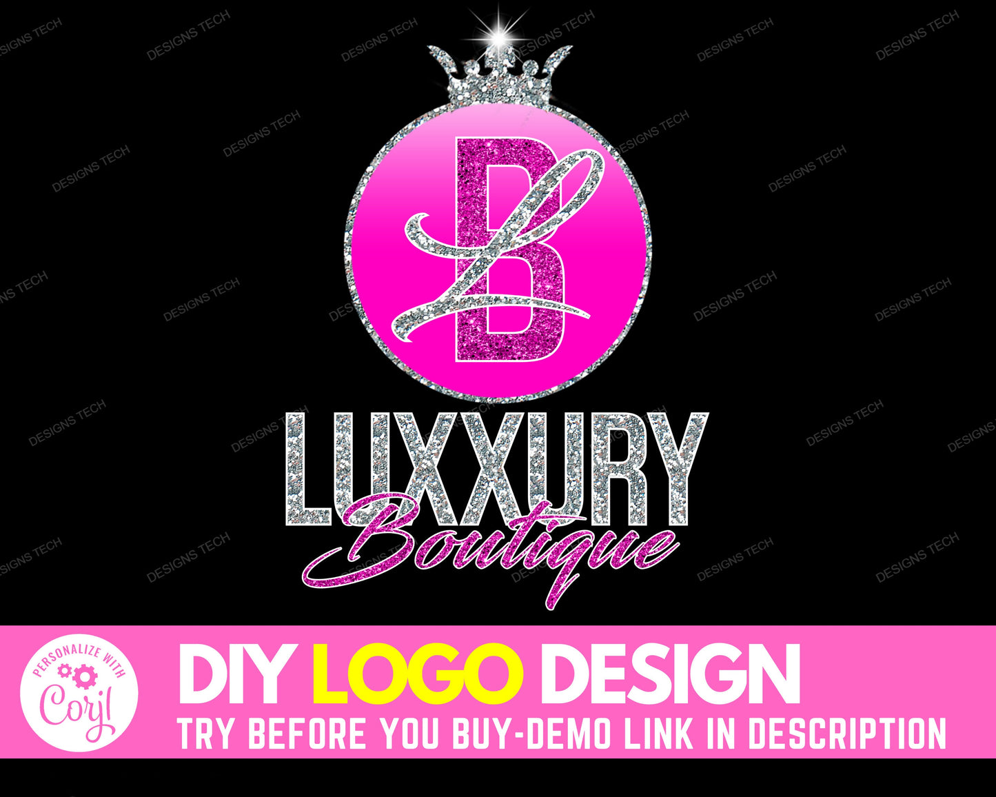 diy boutique logo, edit yourself beauty logo design, fashion shop logo, store logo, shopping logo, premade clothing business logo template