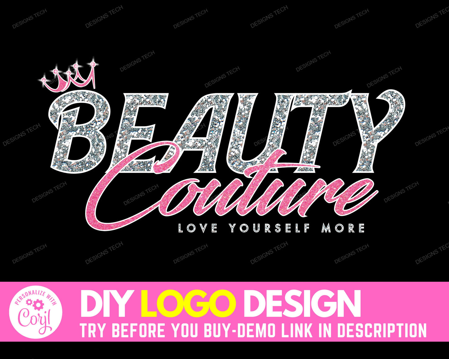 diy boutique logo, edit yourself beauty logo, fashion logo, hair logo, feminine logo, makeup artist logo, premade logo design template