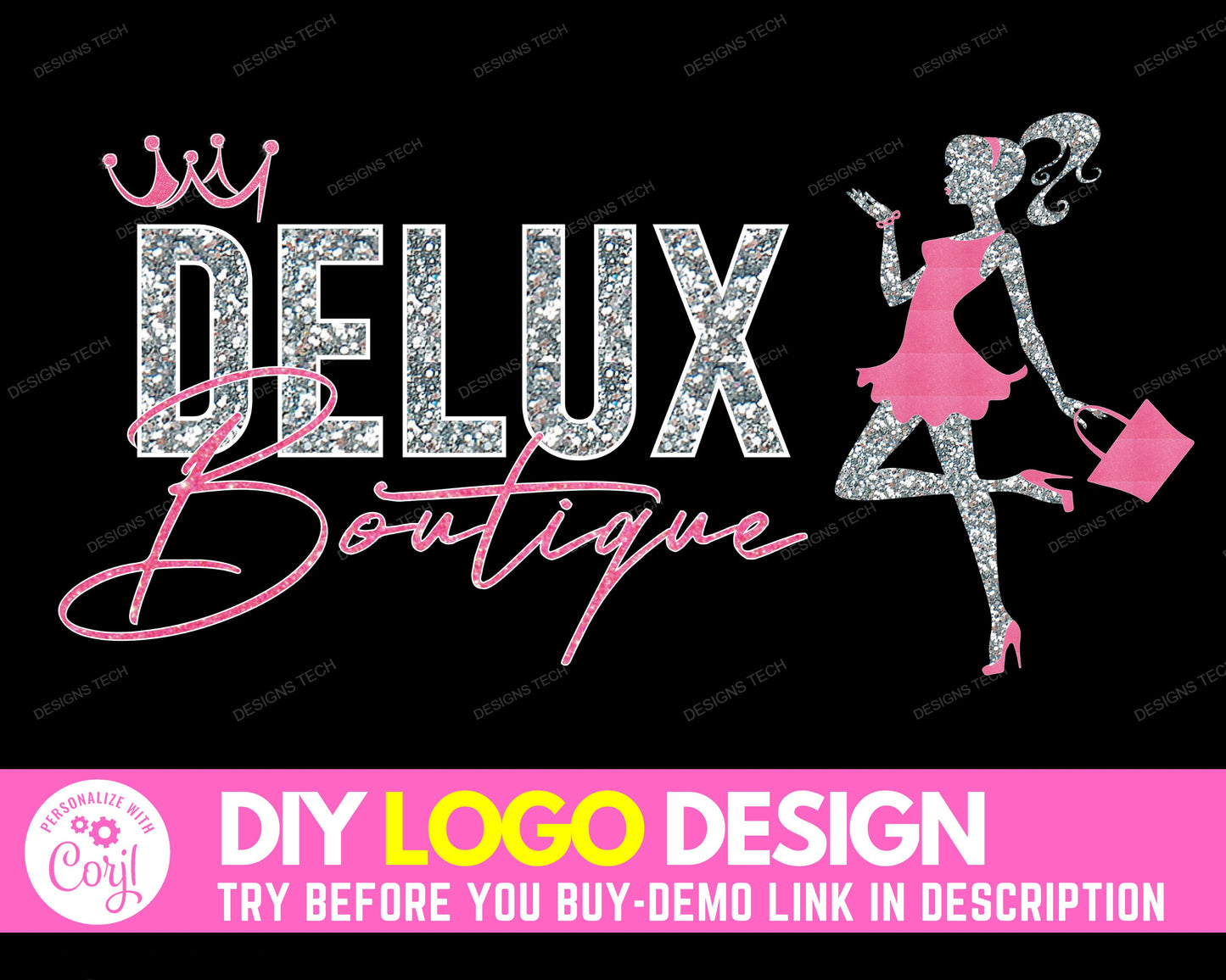 diy boutique logo, edit yourself beauty logo, fashion logo, shop logo, clothing shopping store logo, online business logo design template