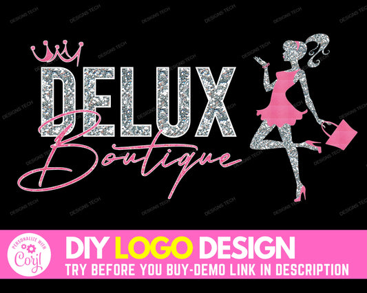 DIY Boutique Logo, Edit Yourself Beauty Logo, Fashion Logo, Shop Logo, Clothing Shopping Store Logo, Online Business Logo Design Template