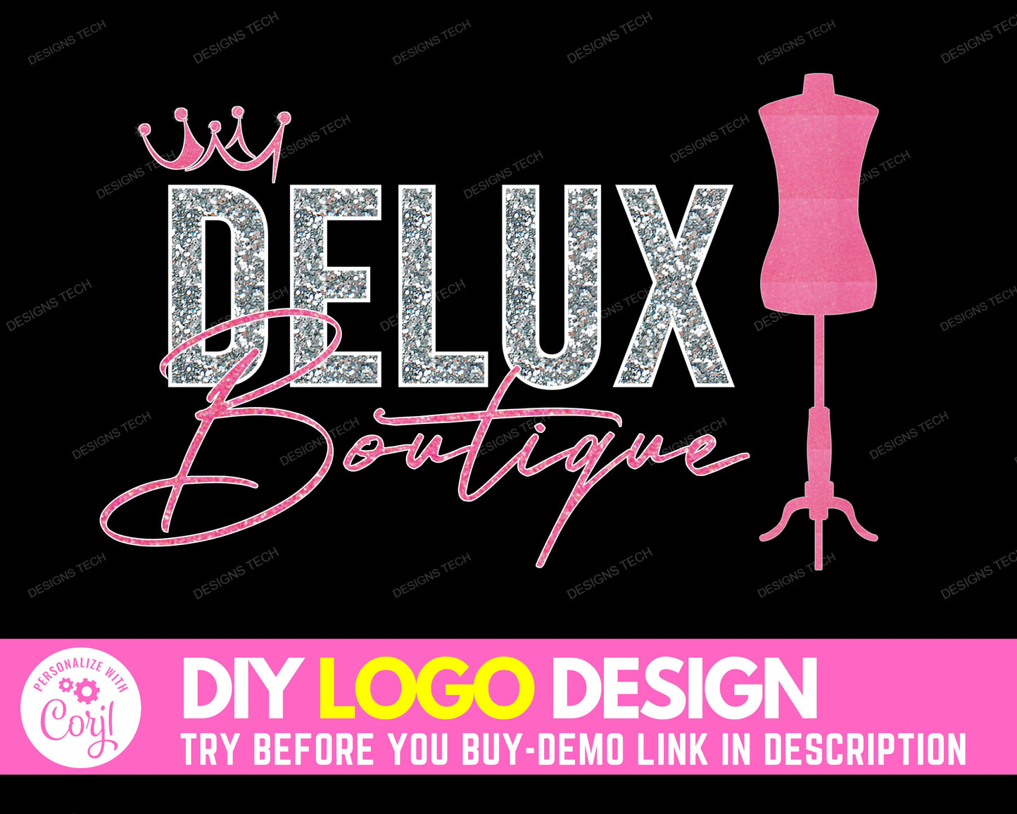 diy boutique logo, edit yourself beauty logo, fashion logo, shop logo, clothing shopping store logo, online business logo design template