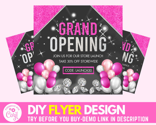 DIY Social Media Flyer, Grand Opening Flyer, Flyer Design, Flyer, New Store Instagram Flyer, Beauty Flyer, Boutique Flyer, Eyelash Flyer