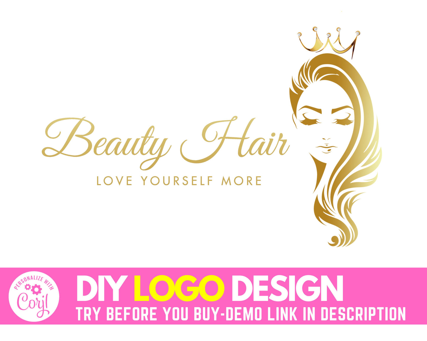 diy hair logo, edit yourself beauty logo, hair extensions logo, wigs logo, hair bundles logo, hair salon logo, premade business template