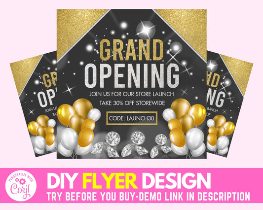 DIY Social Media Flyer, Grand Opening Flyer, Flyer Design, Flyer, New Store Instagram Flyer, Beauty Flyer, Boutique Flyer, Eyelash Flyer