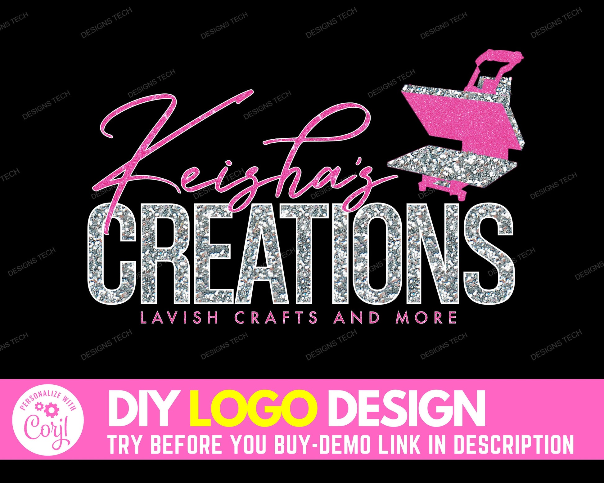 DIY Heat Press Logo, T-shirt Design Logo, Shirt Designer Logo, Crafting Logo, Crafter Logo, Artist Premade Printed Business Logo Template