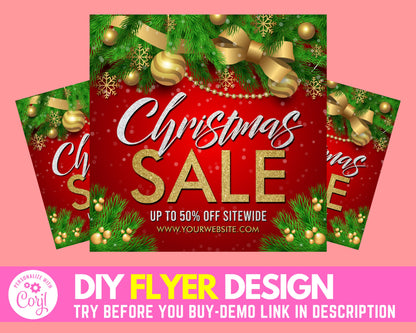 Social Media Flyer, Christmas Sale Flyer, Holiday Flyer, Flyer Design, Flyer, Instagram Flyer, Xmas Flyer, Beauty Flyer, Hair Bundles Flyer