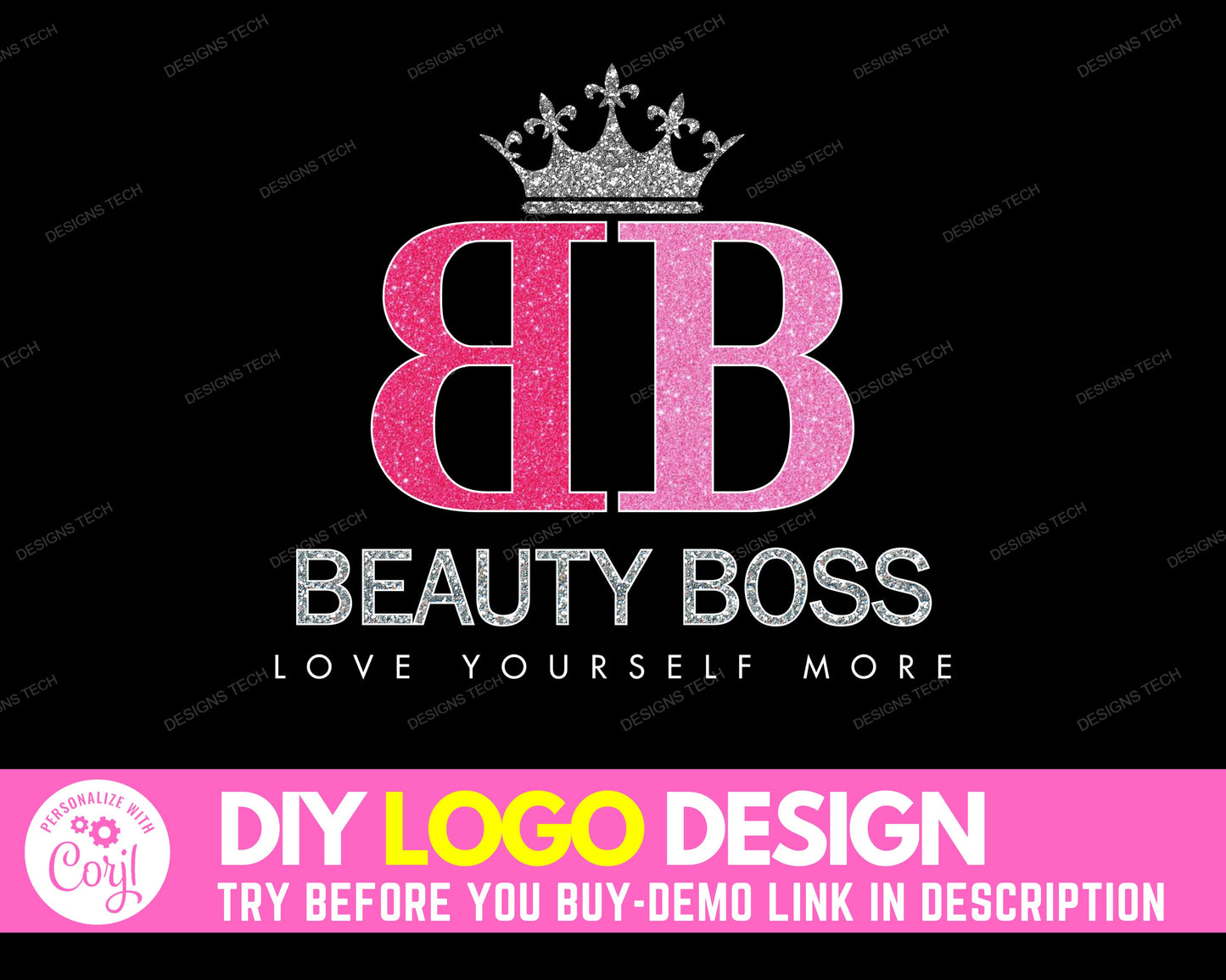 diy beauty logo, edit yourself boutique logo, fashion logo, makeup logo, beauty salon logo, beauty bar logo, premade business logo template