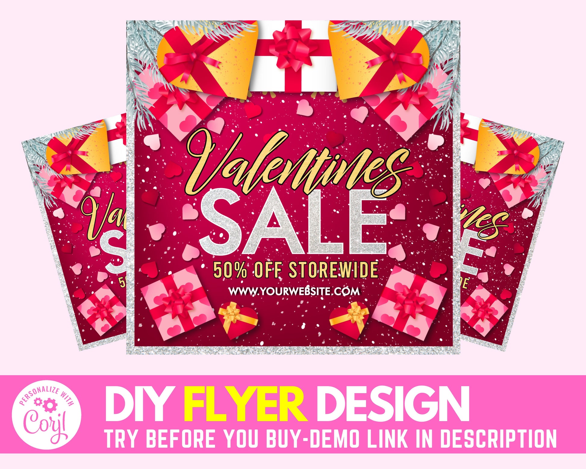 Social Media Flyer, Valentine's Day Sale Flyer, Valentines Flyer Template, Flyer Design, Flyer, Instagram Flyer, Love Flyer, Romance Flyer