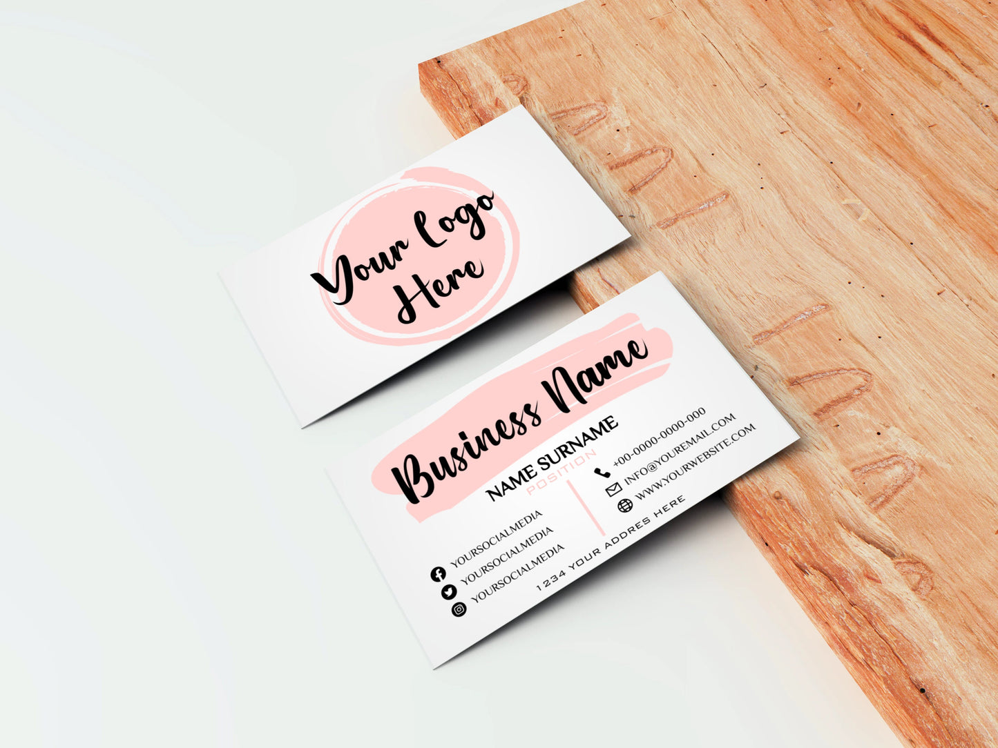 business cards, diy rose gold business card template, premade feminine business cards design, modern watercolor business card- add your logo