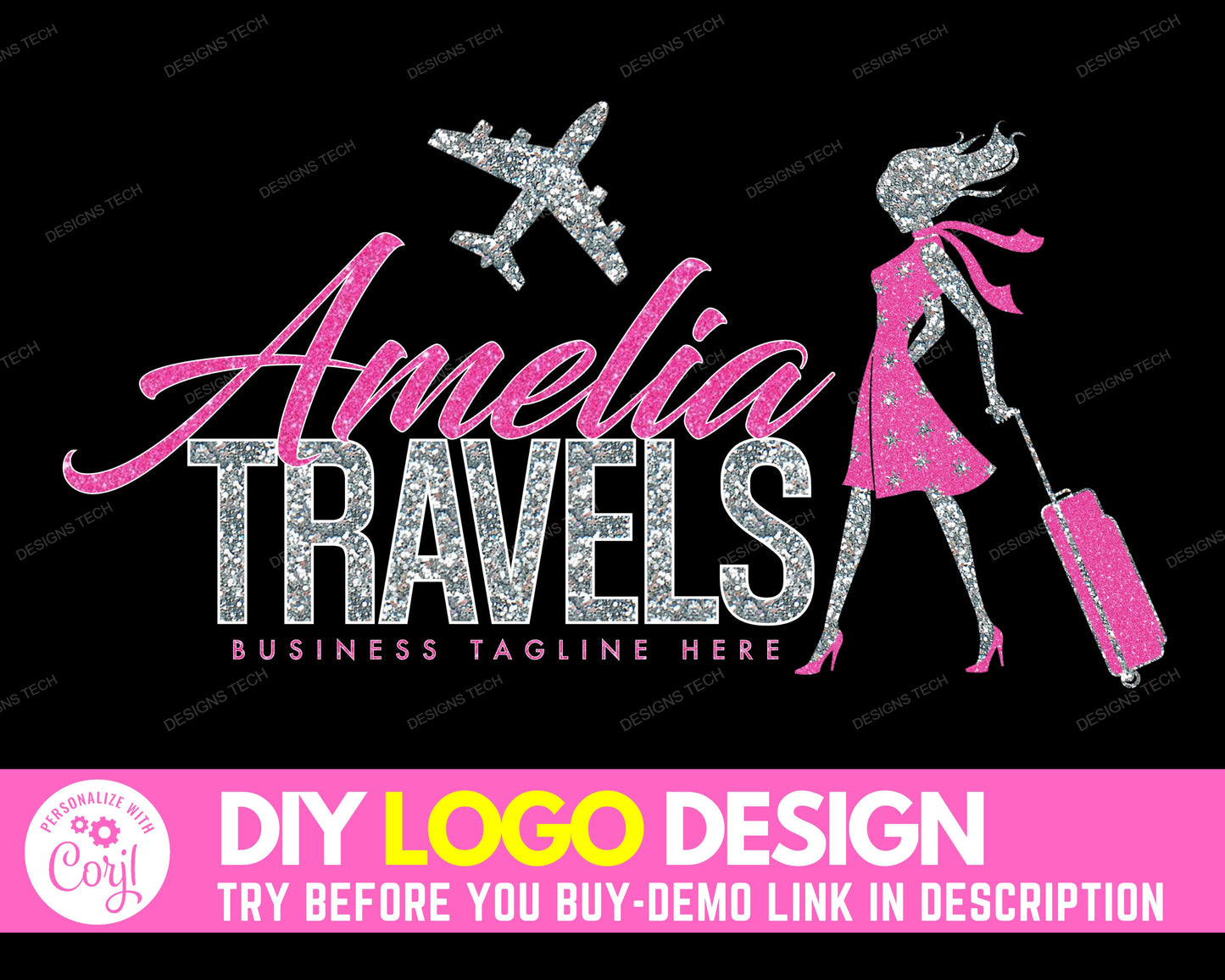 diy travel logo, travel agent logo, blogger logo, adventure logo, travel agency logo design, airplane suitcase logo, premade business logo