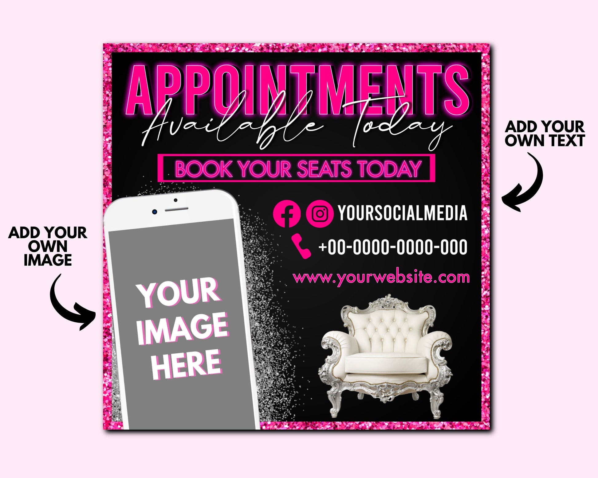 Appointment Flyer, Social Media Flyer, Book Now Flyer, DIY Appointments Flyers Design, Available Flyer, Premade Business Flyer Template