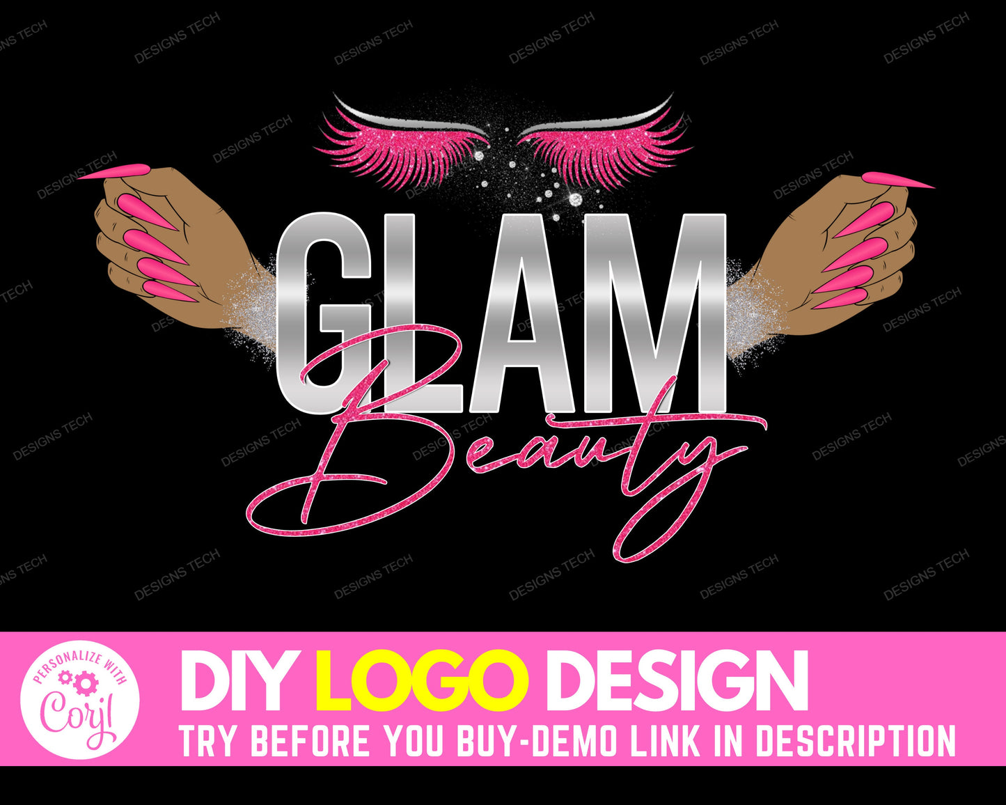 diy beauty logo, makeup artist logo, eyelashes logo, nails logo, lash logo, salon logo, premade beauty business logo design template