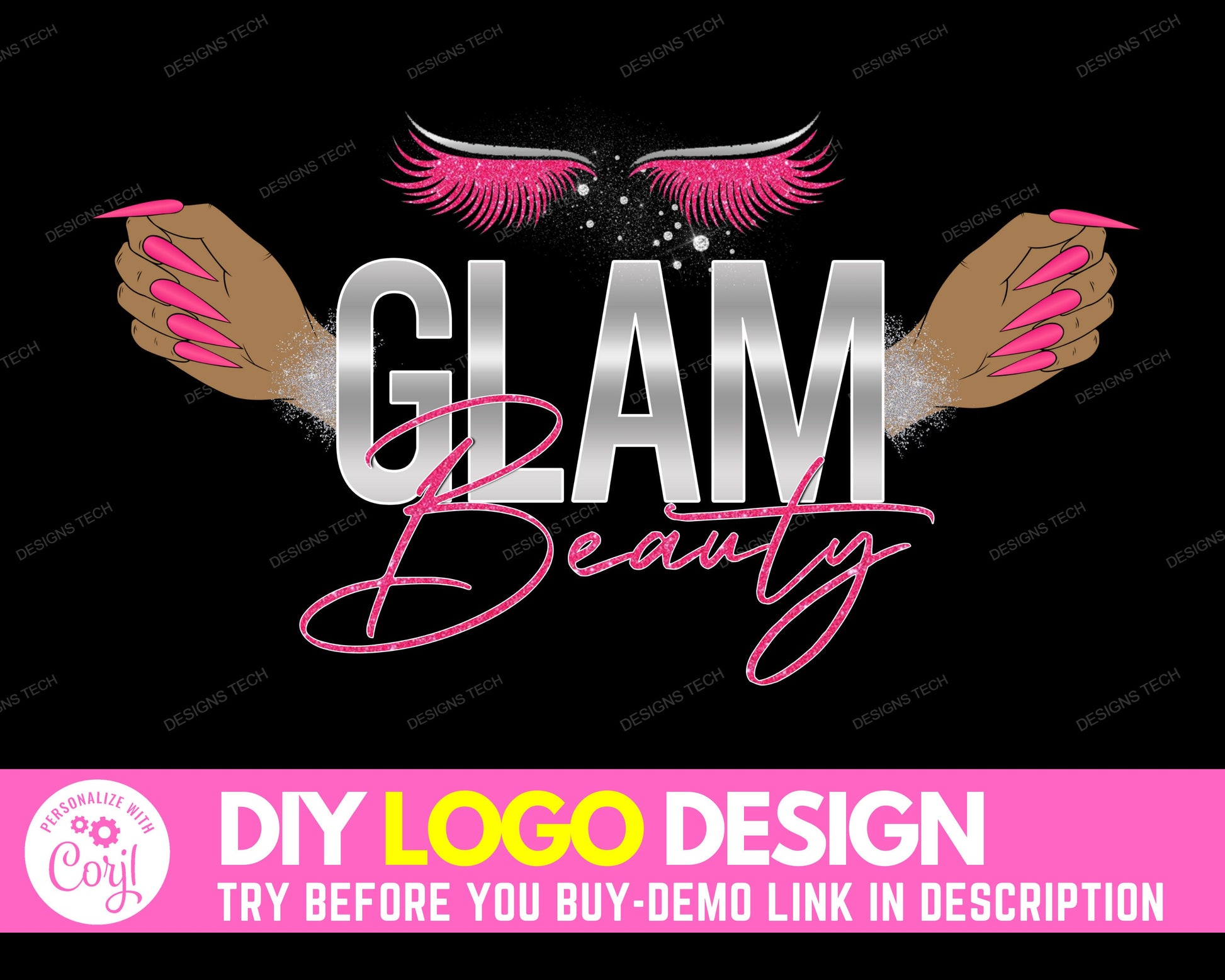 DIY Beauty Logo, Makeup Artist Logo, Eyelashes Logo, Nails Logo, Lash Logo, Salon Logo, Premade Beauty Business Logo Design Template