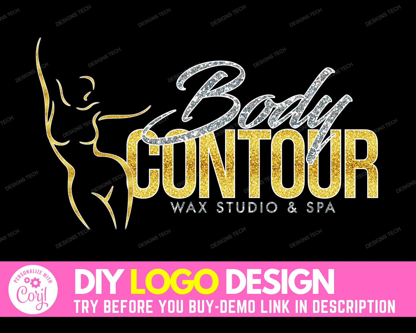 diy beauty logo, edit yourself body contour, fashion logo, fitness logo, waist trainer logo, body logo, wax studio, premade business logo