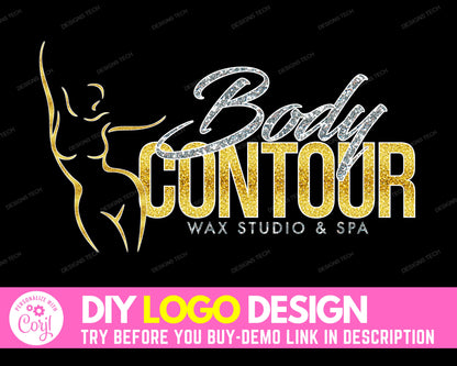 DIY Beauty Logo, Edit Yourself Body Contour, Fashion Logo, Fitness Logo, Waist Trainer Logo, Body Logo, Wax Studio, Premade Business Logo