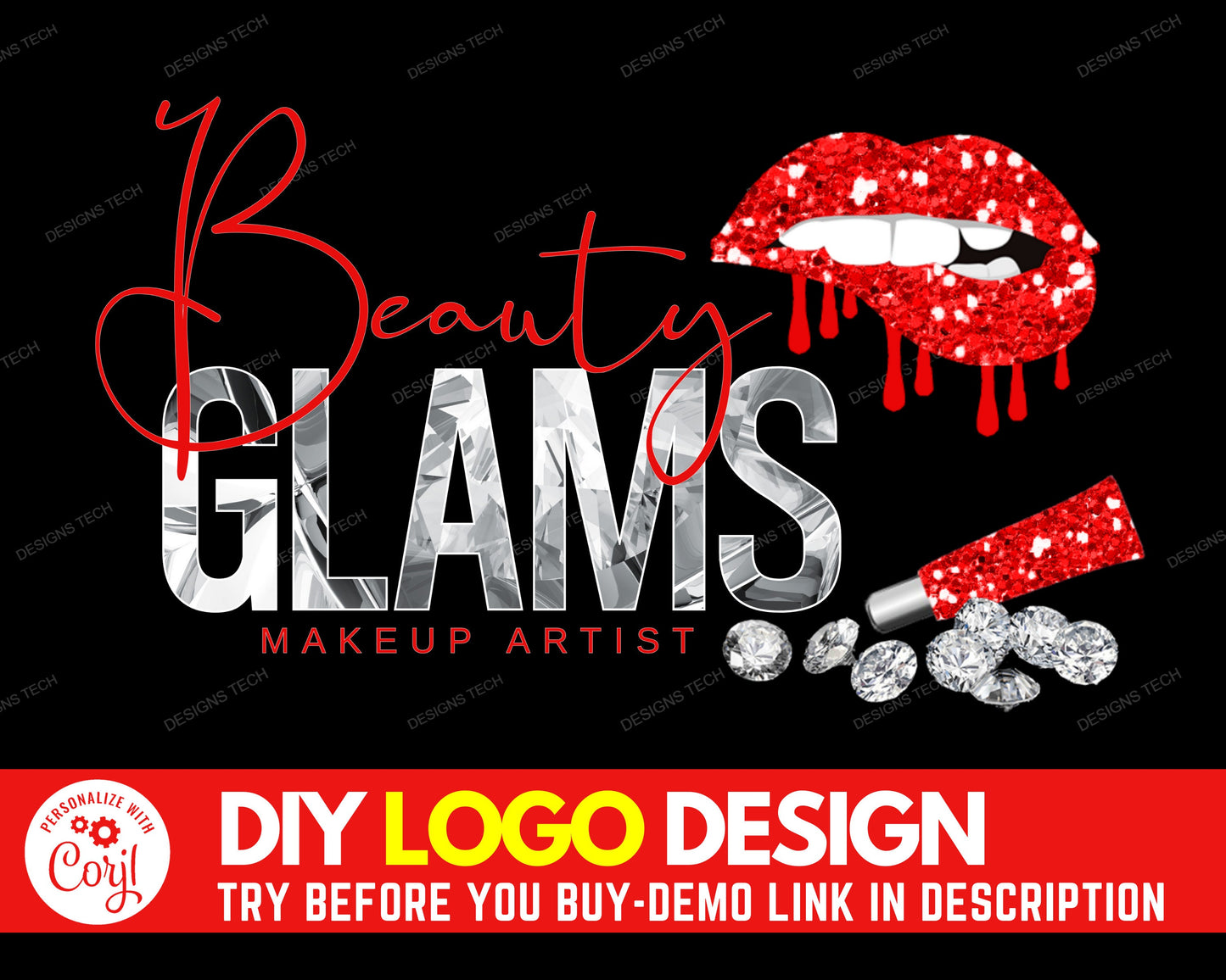 diy beauty logo, lip gloss logo, makeup artist logo, lipgloss logo, gloss logo, cosmetics logo, premade business logo design template