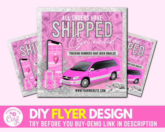 Orders Have Shipped Flyer, DIY Social Media Flyer, Order Shipping Flyer, Beauty Package Shipped Flyer, Premade Business Flyer Template