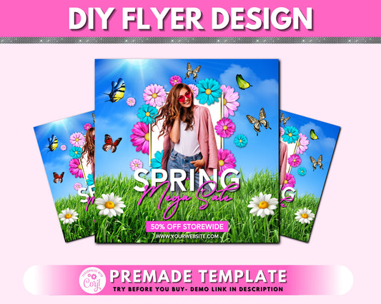 Spring Flyer, DIY Social Media Flyer, Flyer Design, Pink Beauty Boutique Flyers, Instagram Flyer, Premade Business Flyer Template