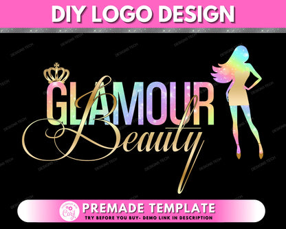 DIY Beauty Logo, Boutique Logo, Beauty Salon Logo, Fashion Logo, Clothing Logo, Feminine Logo, Premade Business Logo Design Template