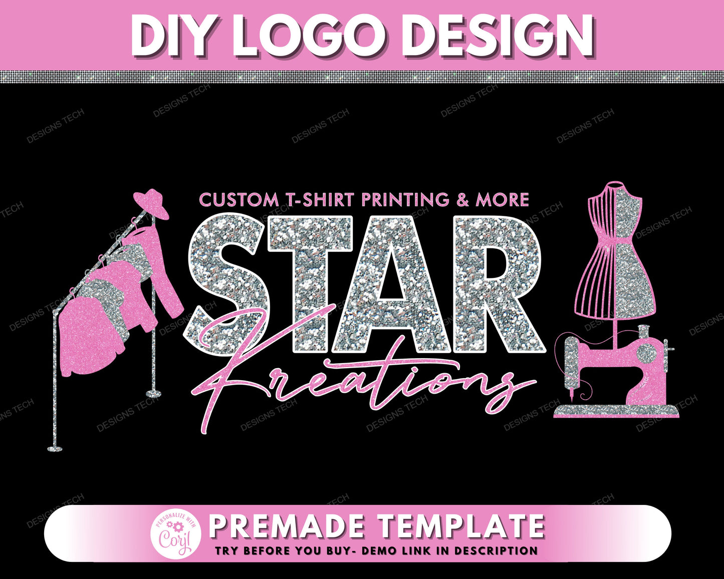 diy beauty logo, edit yourself boutique logo, fashion logo, clothing logo, shop logo, store logo, premade business logo design template