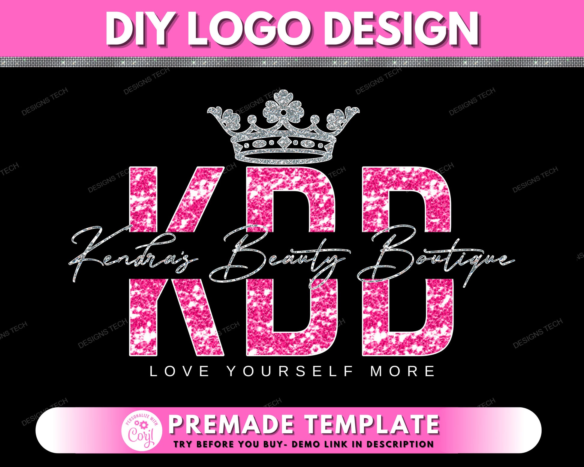 DIY Beauty Logo, Boutique Logo, Fashion Logo, Makeup Logo, Clothing Logo, Shop Logo, Store Logo, Premade Business Logo Design Template