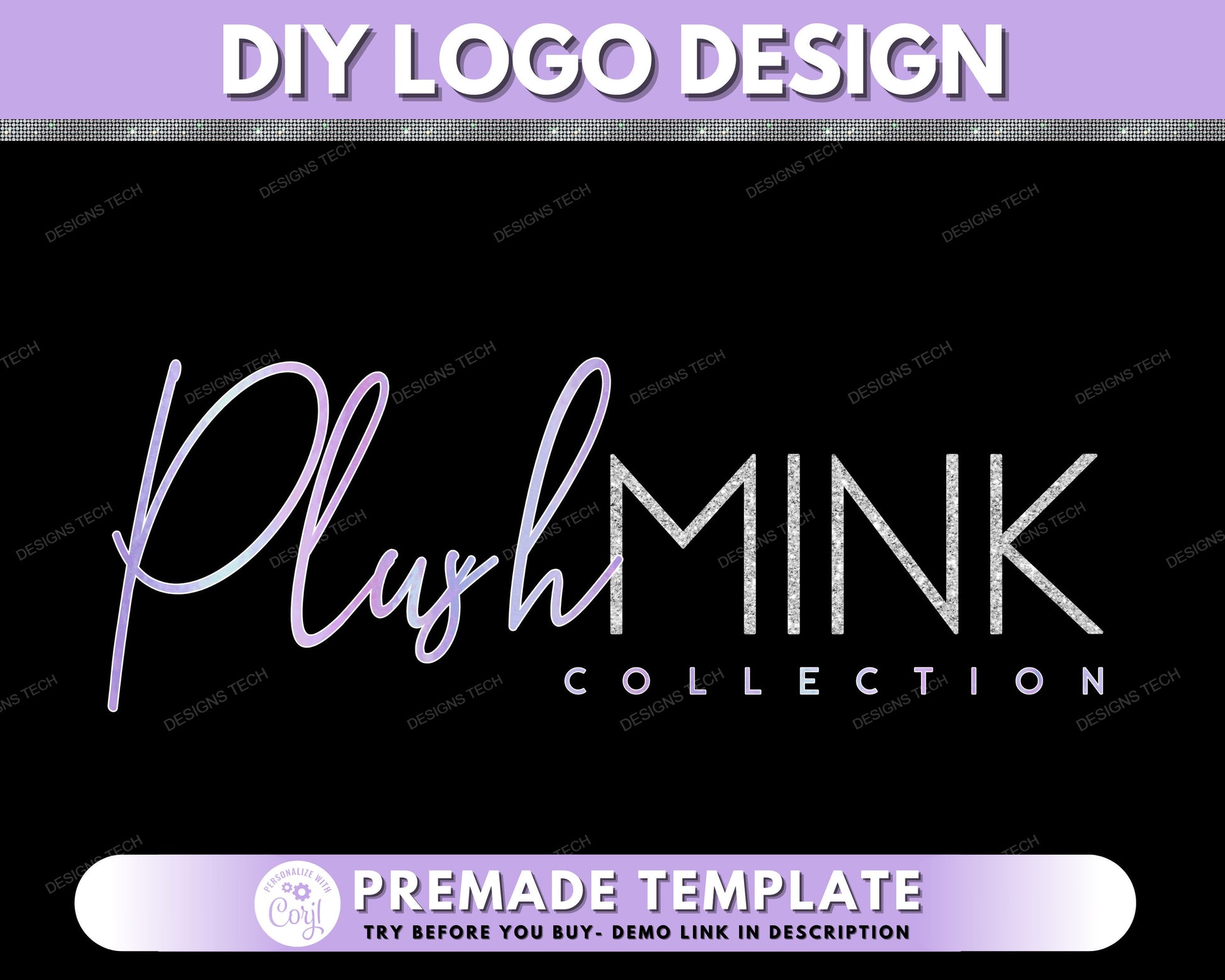 DIY Logo, Beauty Logo, Boutique Logo, Fashion Logo, Makeup Logo, Hair Bundles Logo, Purple Logo, Premade Business Logo Template