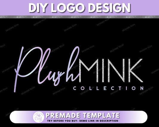 DIY Logo, Beauty Logo, Boutique Logo, Fashion Logo, Makeup Logo, Hair Bundles Logo, Purple Logo, Premade Business Logo Template