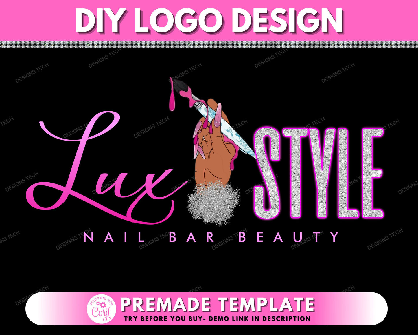 nail logo design, diy nails logo, nail artist logo, beauty logo, makeup logo, nail tech salon logo, nail polish logo, business template