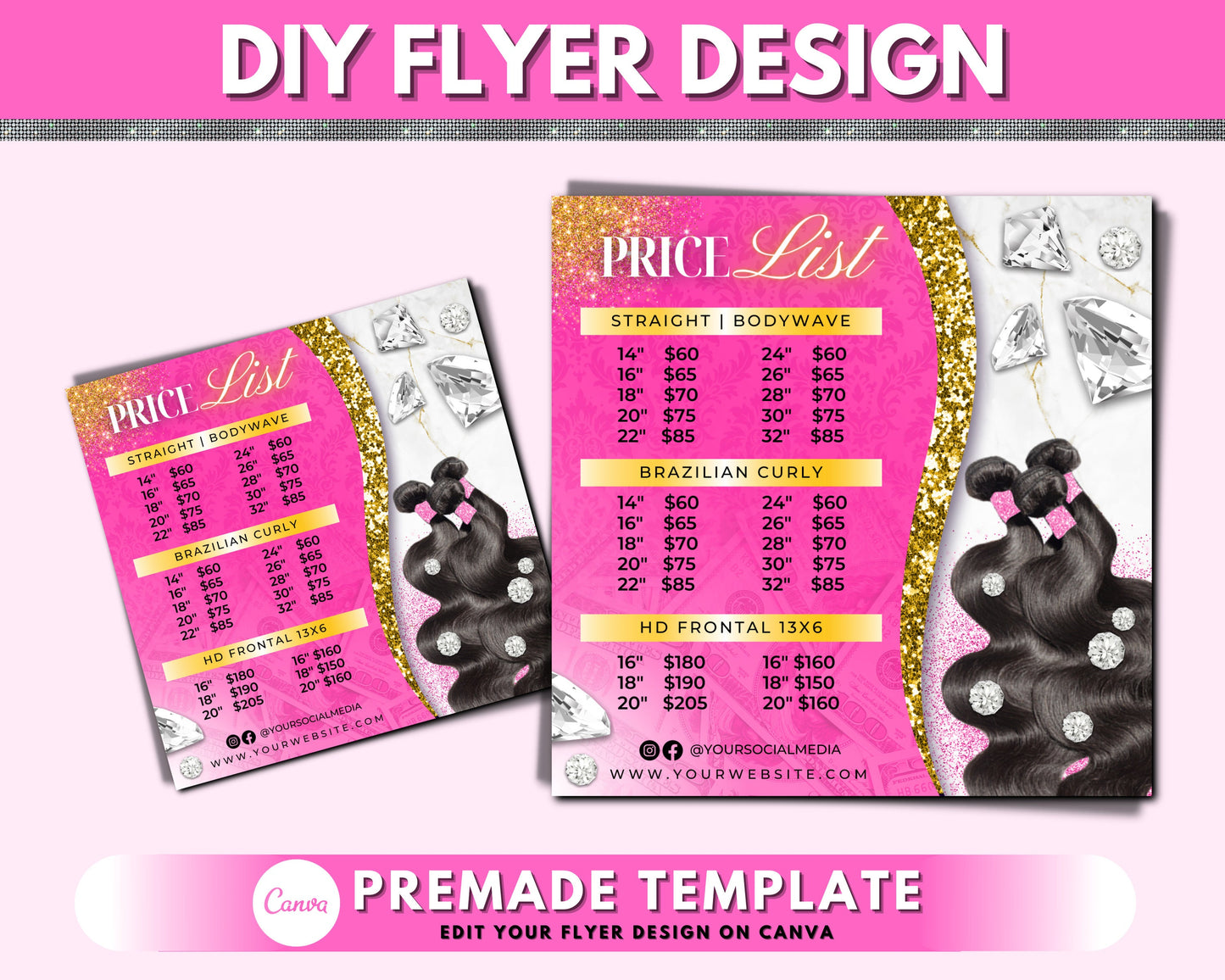 hair pricelist flyer, diy flyer design, hair flyer, hair bundles flyer, braids flyer, wigs pricing list flyer, premade business template