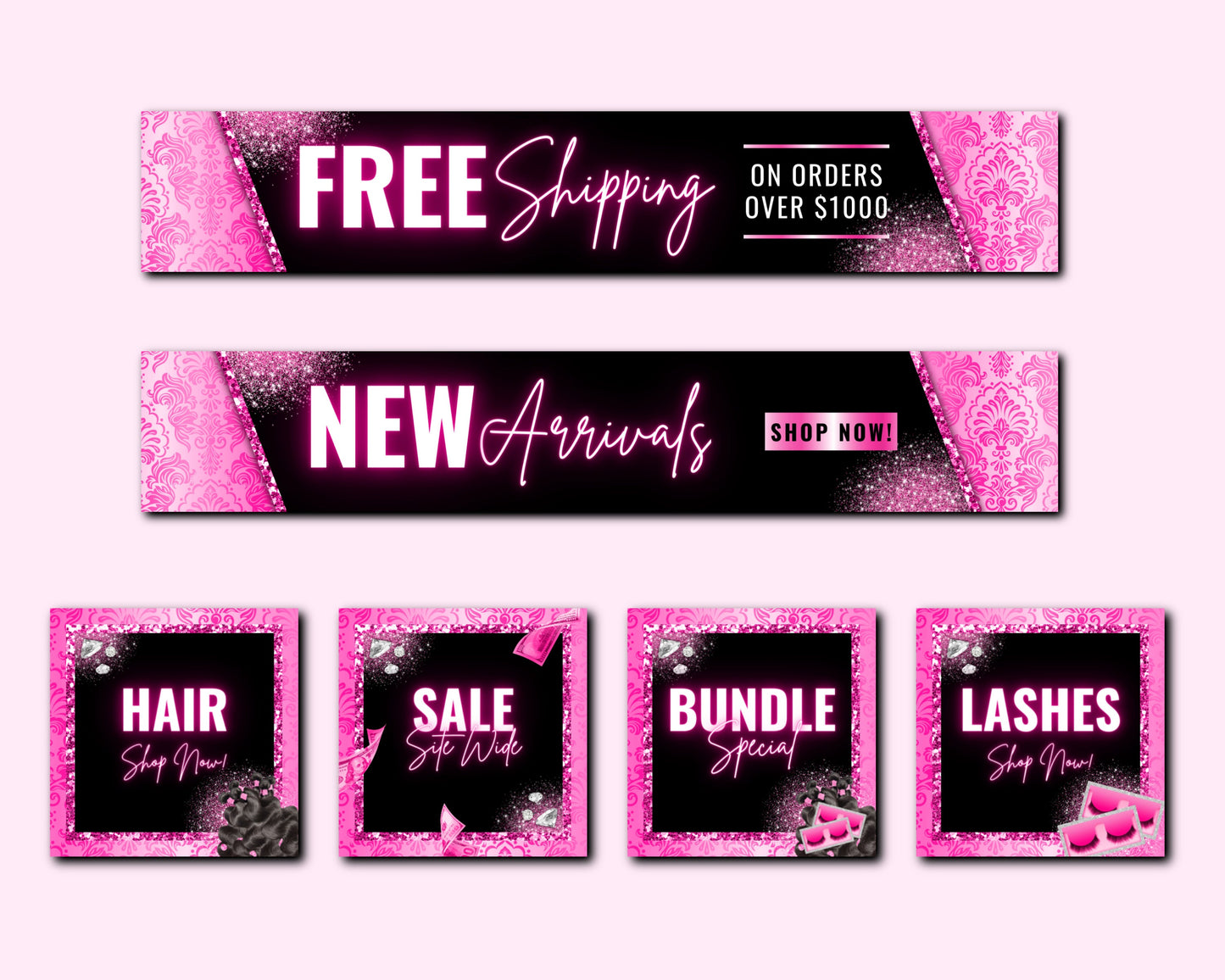 web banner, boutique website banners, beauty web banner template, shopify web banner, hair lash web banner, business site banner design