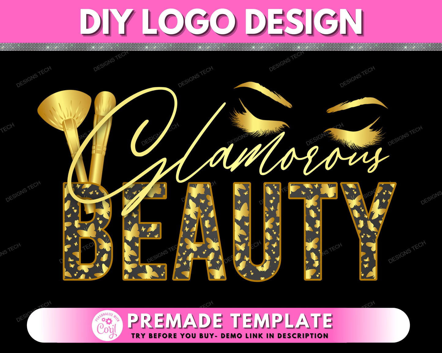 diy lash logo, beauty logo, eyelashes logo, makeup artist logo, eyelashes logo, lash technician premade beauty salon business logo template