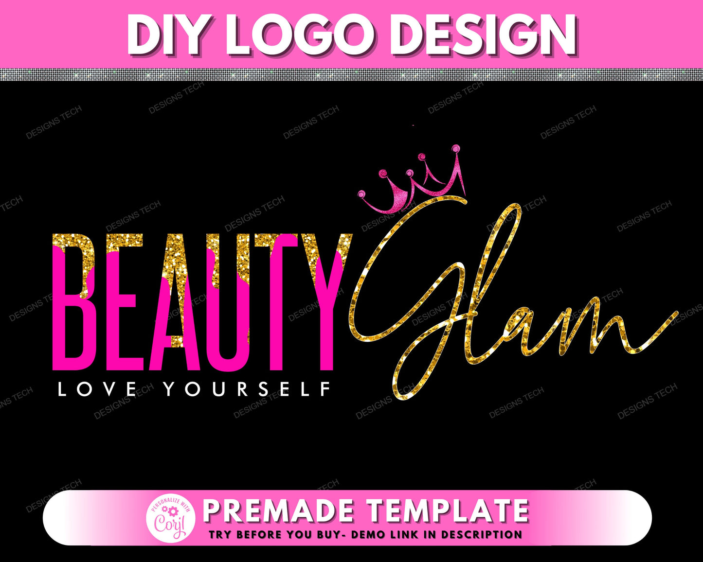 beauty logo, diy lash logo, hair logo, eyelash logo, makeup artist logo, beauty bar salon logo, premade business logo design template