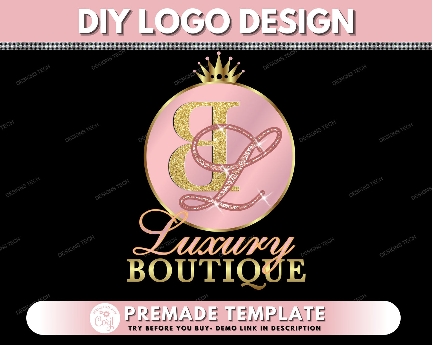 diy beauty logo, boutique logo, jewelry logo, luxury logo, monogram logo, fashion logo, shop logo premade business logo design template