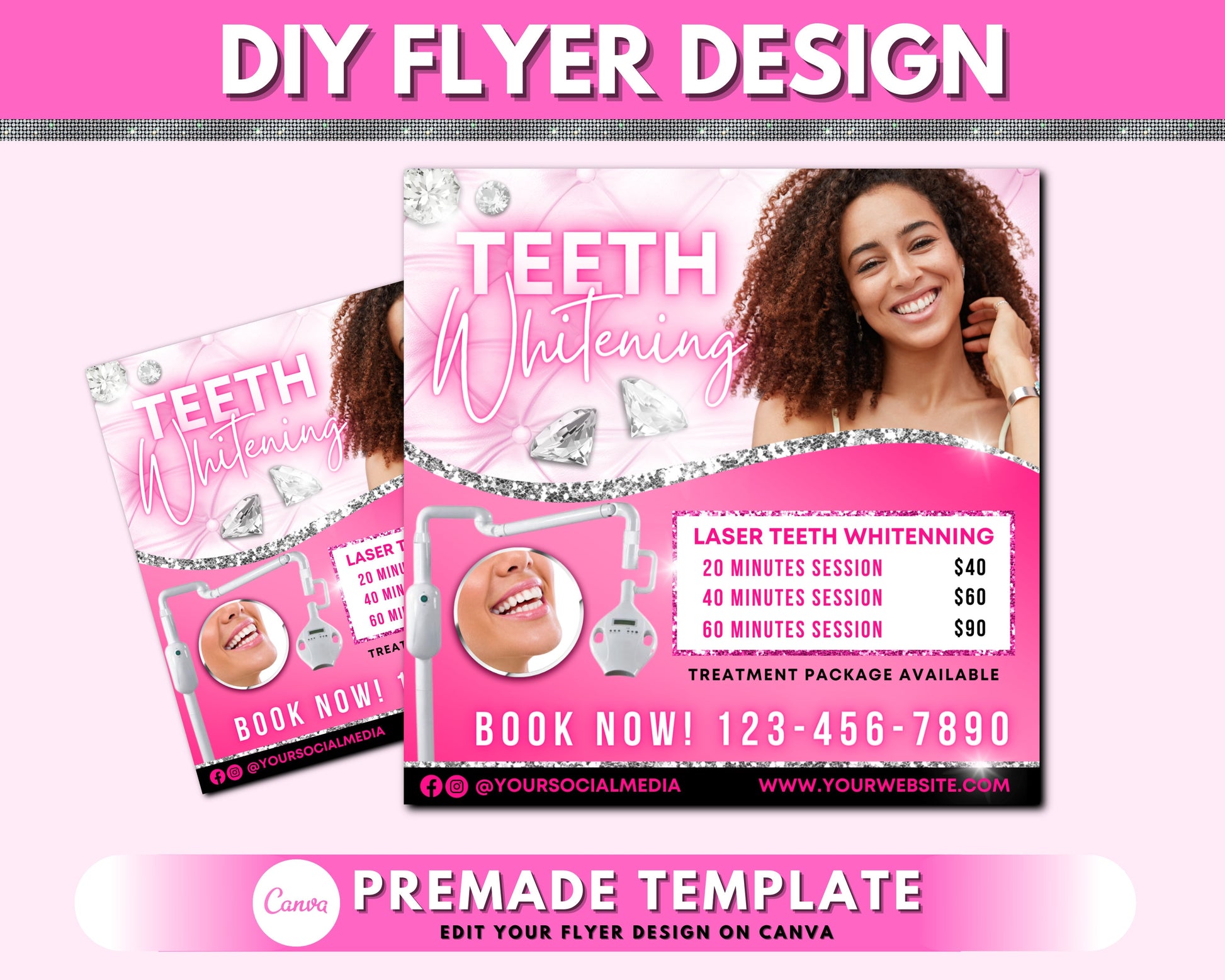 Teeth Whitening Flyer, DIY Flyer Design Template, Dentist Flyer, Teeth Whitening Classes, Teeth Whitening Training, Dentistry Flyer Design