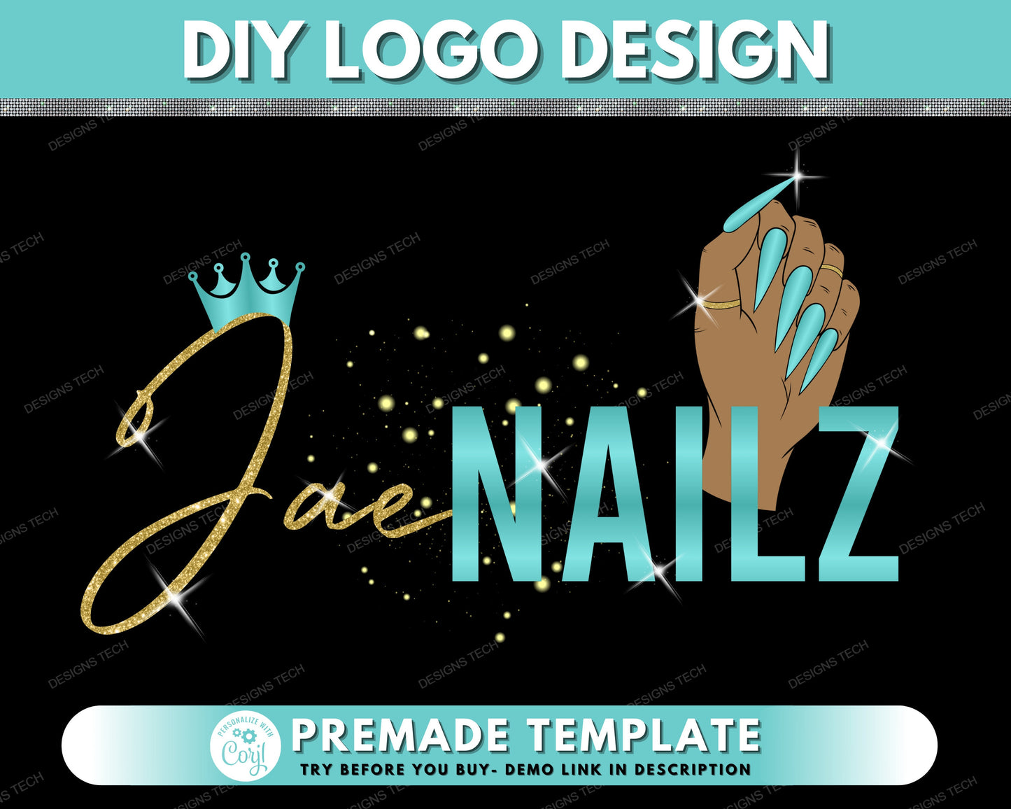 nail logo design, diy nails logo, nail artist logo, beauty logo, makeup logo, nail tech salon logo, nail polish logo, business template