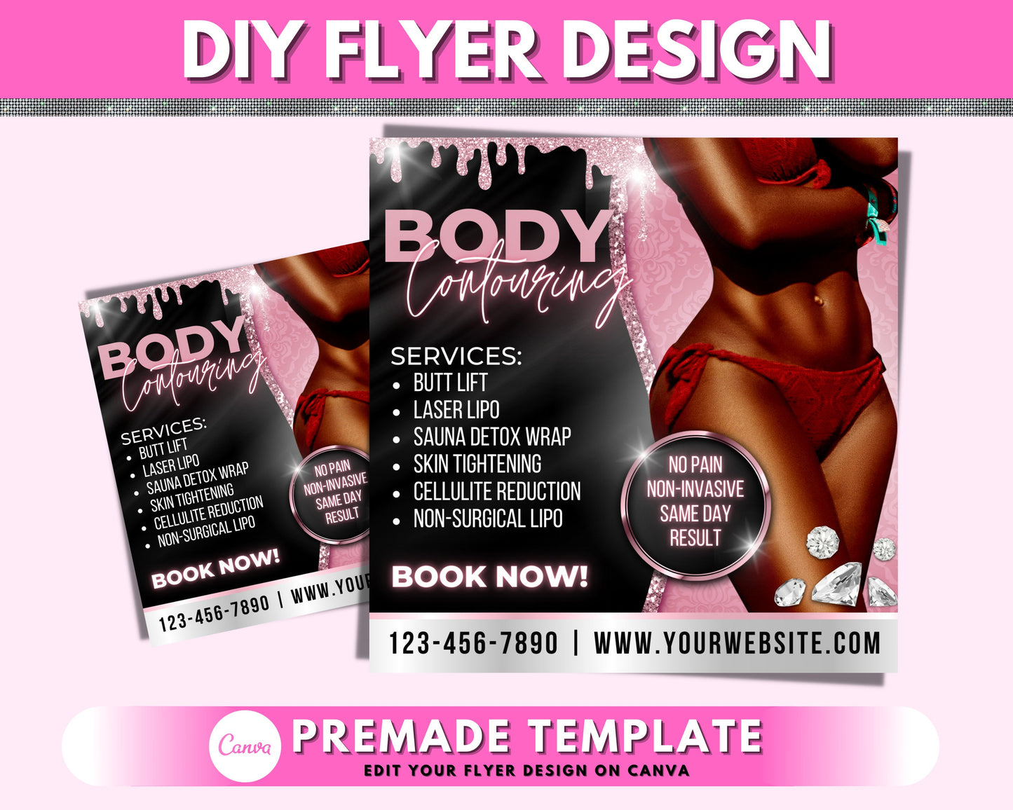 body contouring flyer, diy flyer template, body contour flyer, body sculpting flyer, social media flyer, body spa flyer, premade template