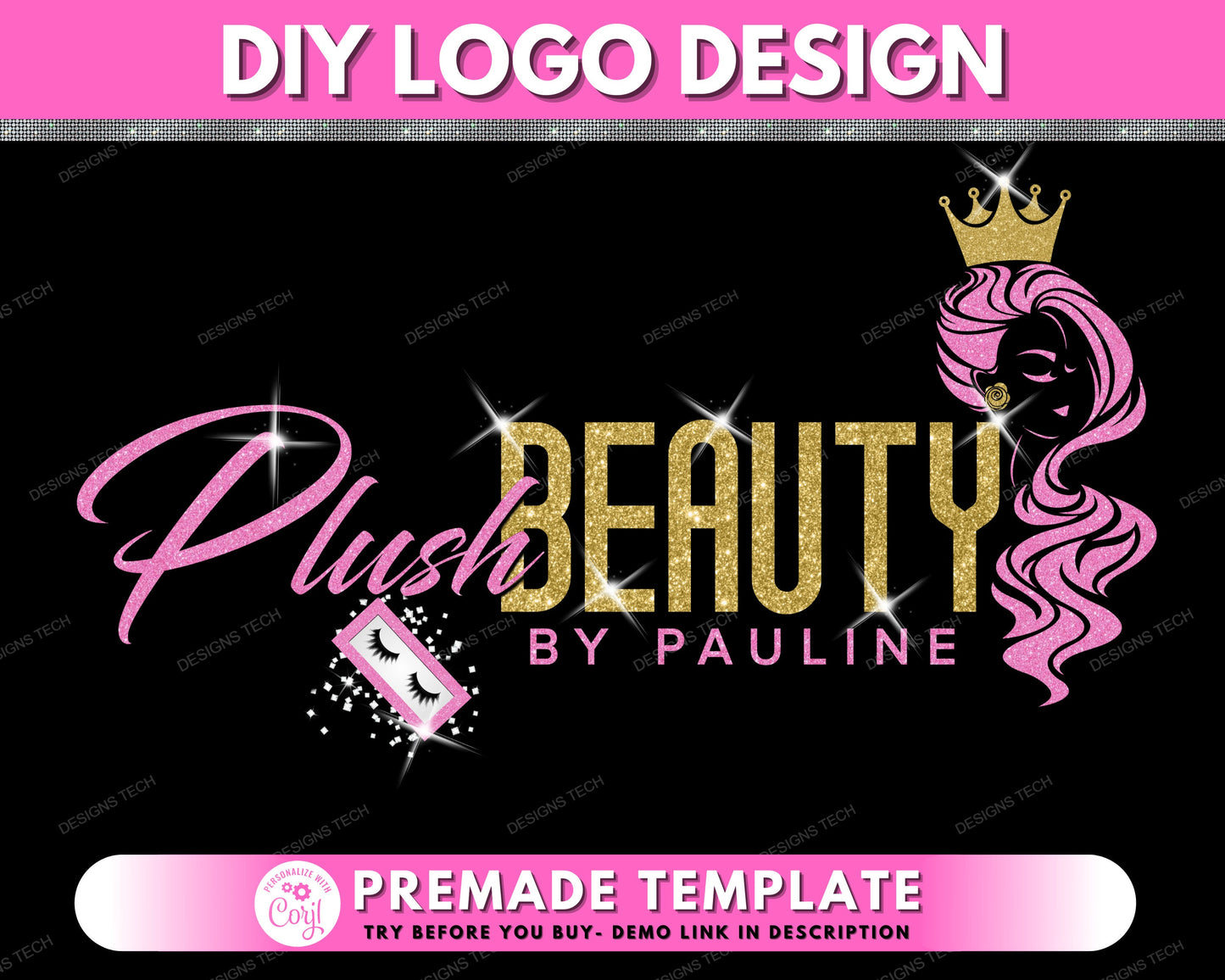 diy beauty logo, edit yourself boutique logo, fashion logo, clothing logo, salon logo, shop logo, premade business logo design template