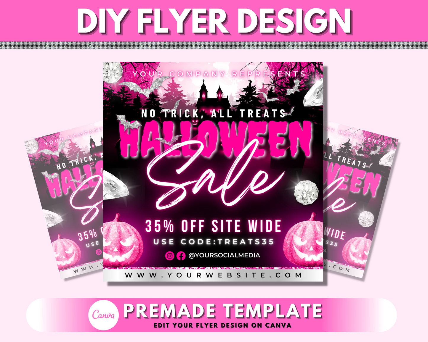 halloween sale flyer, diy flyer design template, fall sale, social media flyer, scary instagram flyer, premade business flyer design