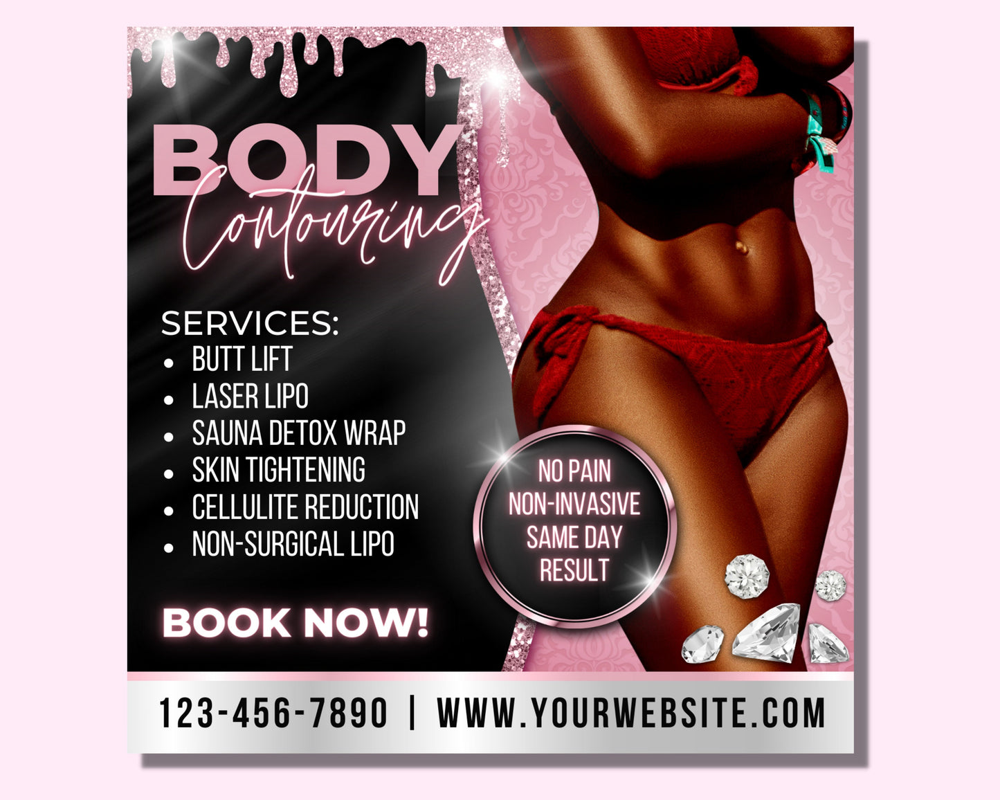 body contouring flyer, diy flyer template, body contour flyer, body sculpting flyer, social media flyer, body spa flyer, premade template