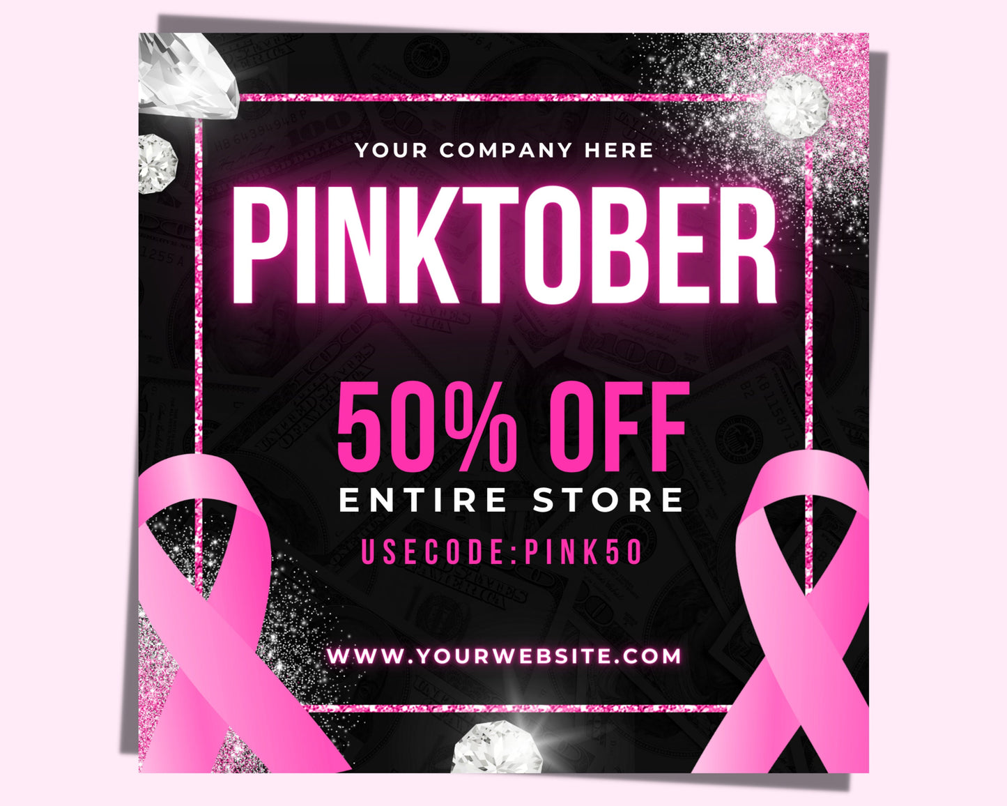 pinktober sale flyer, diy flyer design template, breast cancer awareness sale flyer, instagram flyer, premade business flyer design