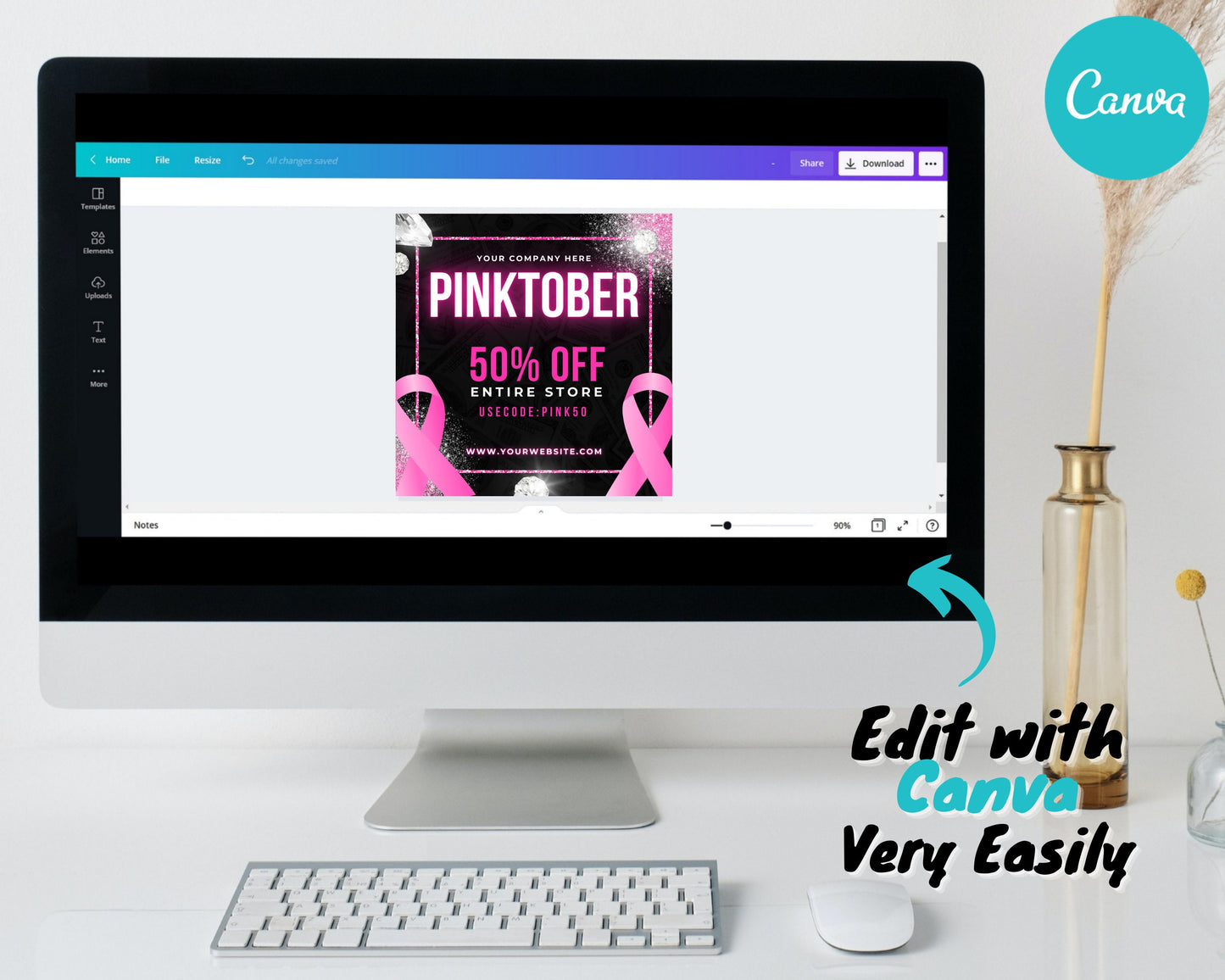 pinktober sale flyer, diy flyer design template, breast cancer awareness sale flyer, instagram flyer, premade business flyer design