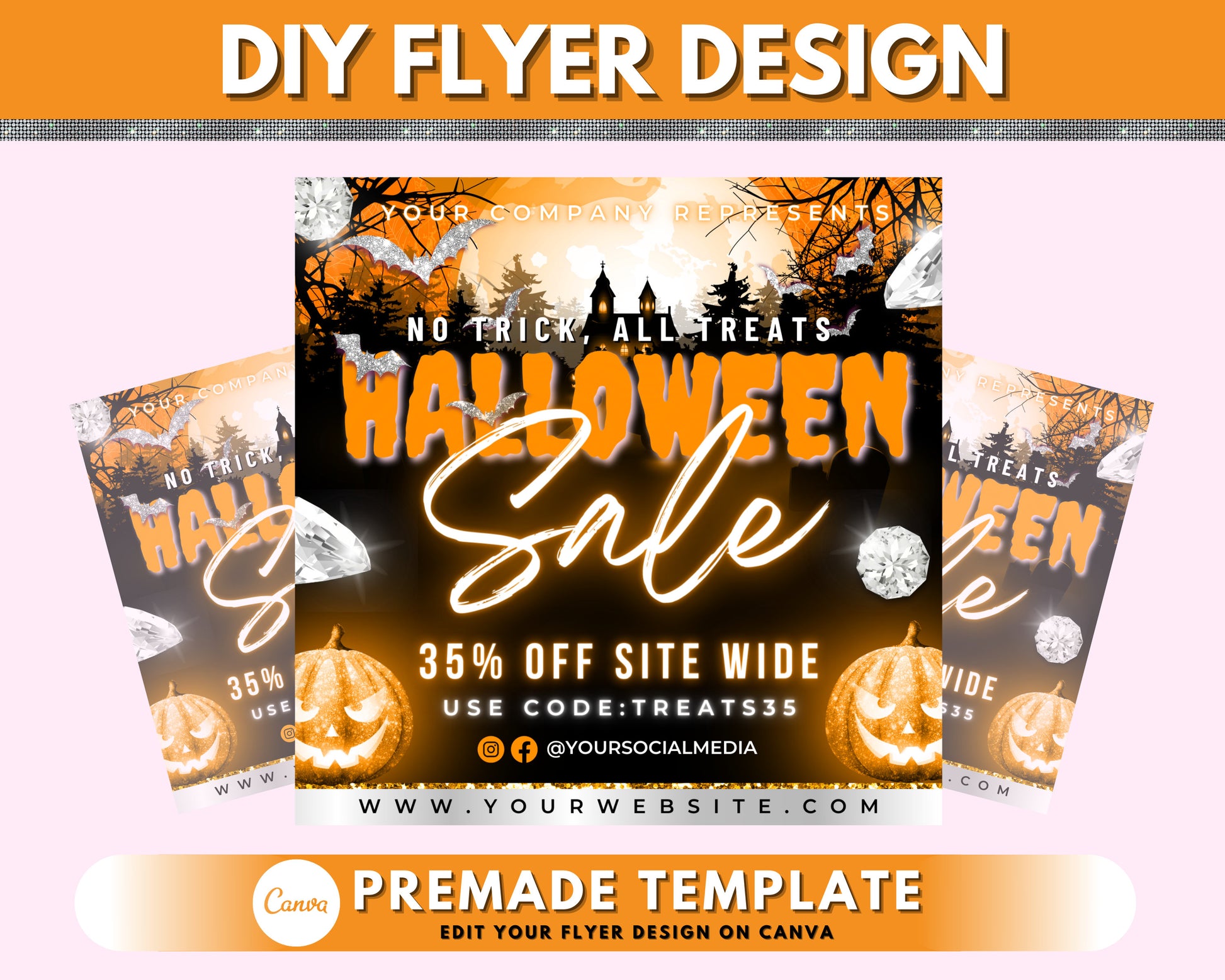 Halloween Sale Flyer, DIY Flyer Design Template, Orange Fall Sale, Social Media Flyer, Scary Instagram Flyer, Premade Business Flyer Design