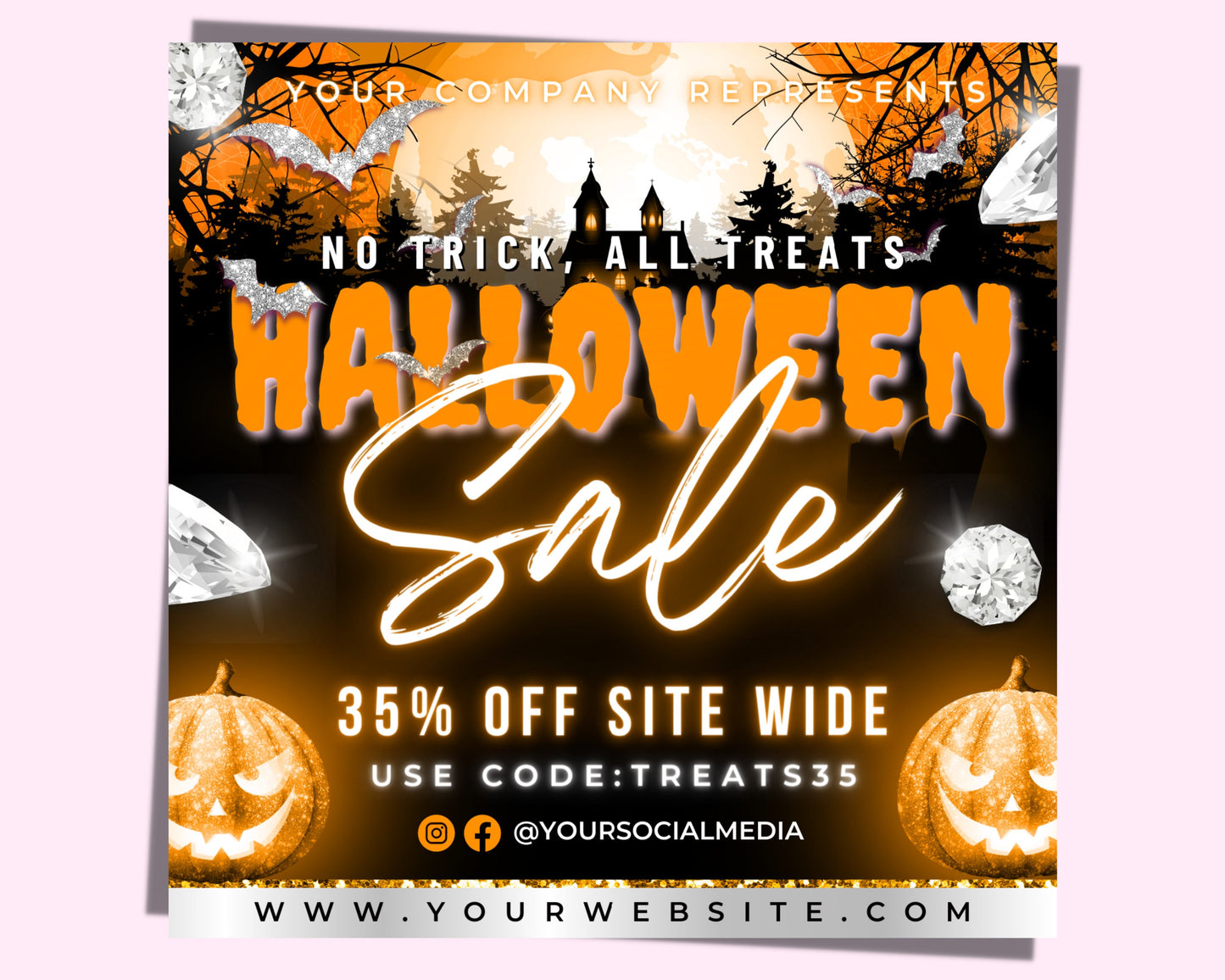 halloween sale flyer, diy flyer design template, orange fall sale, social media flyer, scary instagram flyer, premade business flyer design