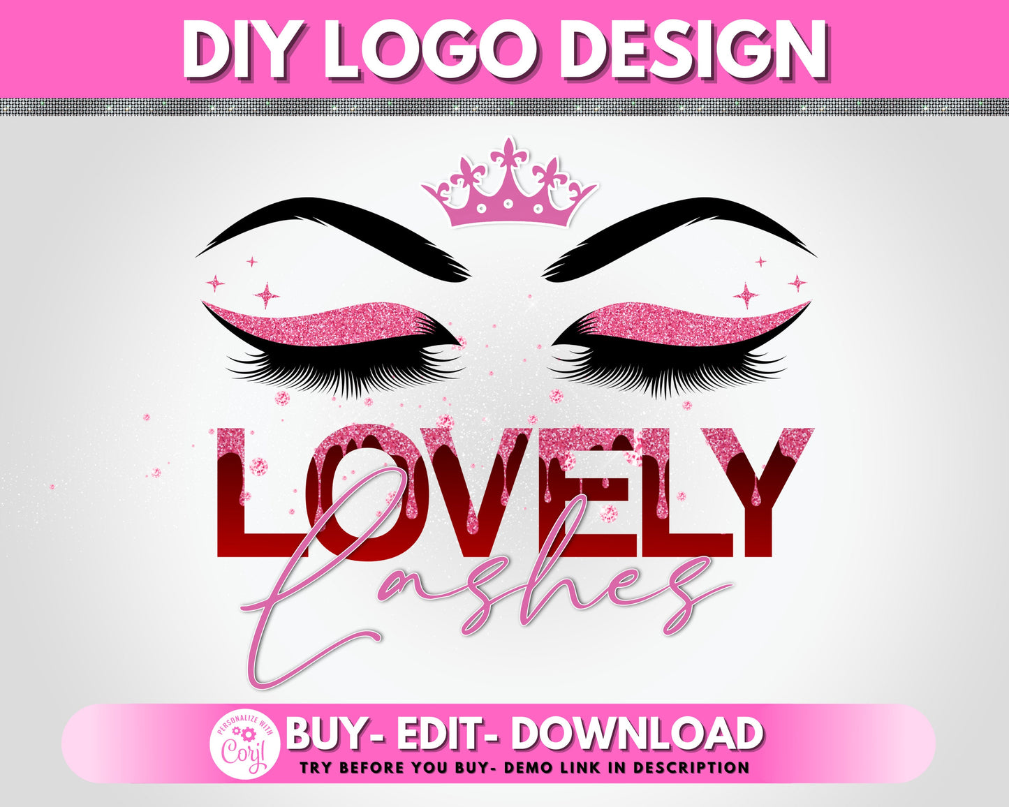 lash logo, diy logo template, eyelash logo, lashes logo, eyelashes logo, brows logo, lash tech logo, makeup artist logo, business logo