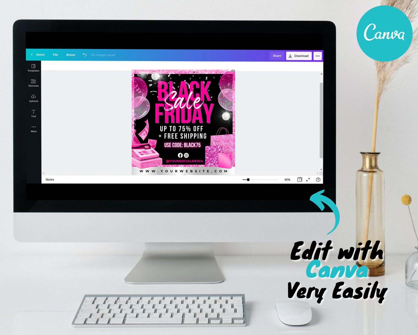 black friday sale flyer, diy flyer design template, pink friday sale, social media flyer, instagram flyer, premade business flyer design