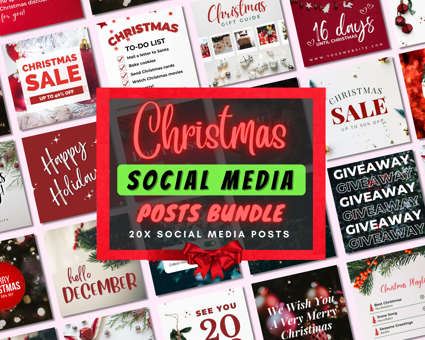 christmas social media posts bundle, diy flyer template design, x-mas post design, holiday social media posts, premade business flyer set