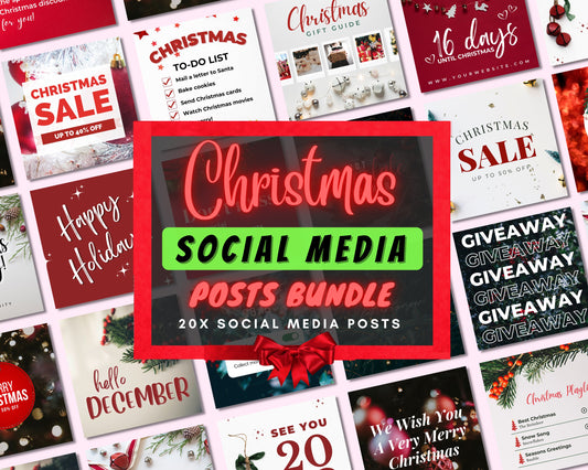 Christmas Social Media Posts Bundle, DIY Flyer Template Design, X-Mas Post Design, Holiday Social Media Posts, Premade Business Flyer Set