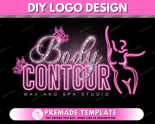 Body Contour Logo, DIY Logo Design, Body Contouring Logo, Body Sculpting Logo, Waist Trainer Logo, Body Logo, Wax Studio, Premade Logo