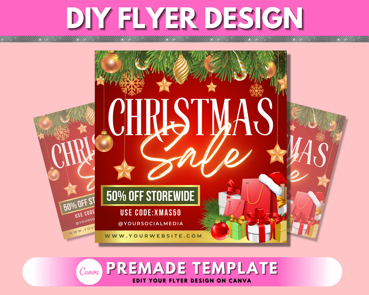 christmas sale flyer, diy flyer template design, holiday flyer, xmas flyer, event flyer, hair flyer, premade business social media flyer